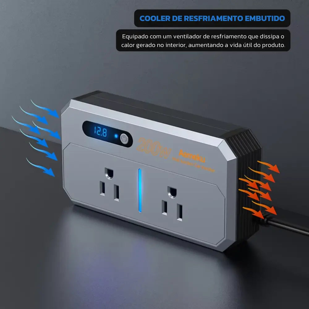 Inversor de Energia Automotivo 200W com USB-C