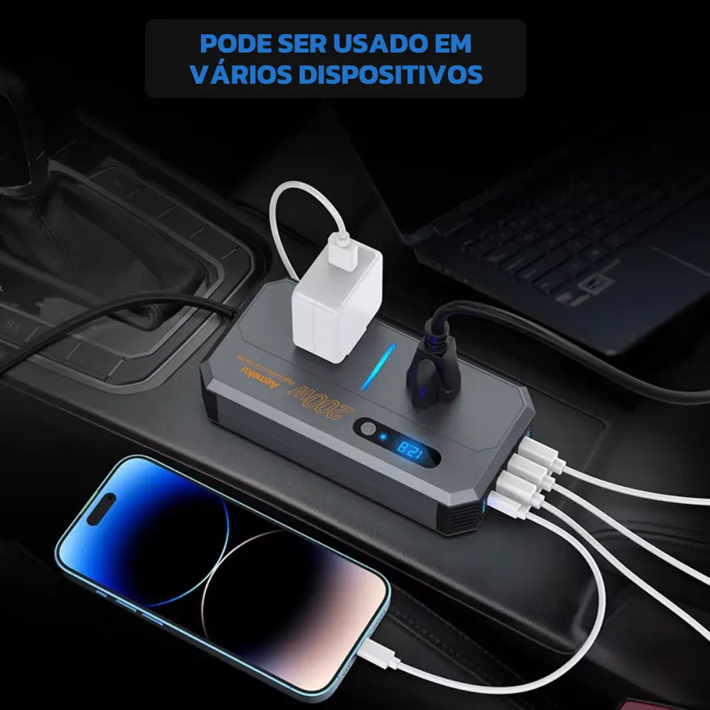 Inversor de Energia Automotivo 200W com USB-C
