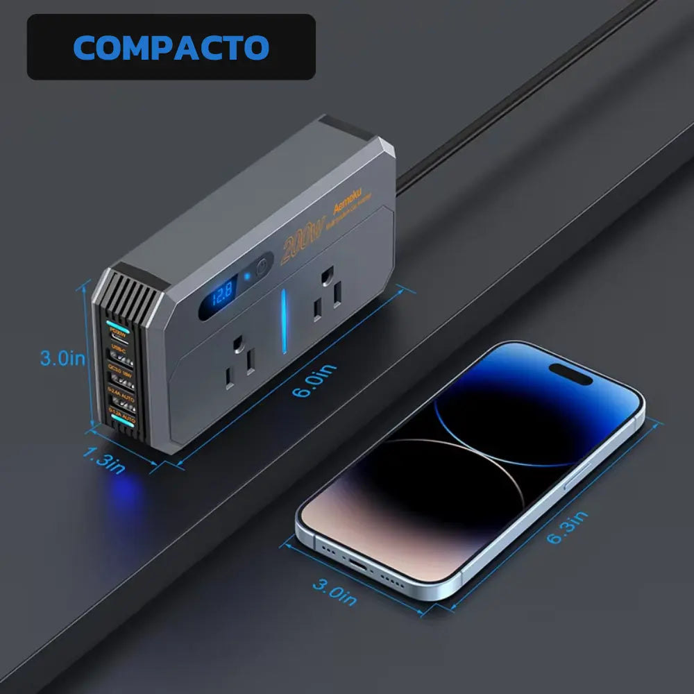 Inversor de Energia Automotivo 200W com USB-C