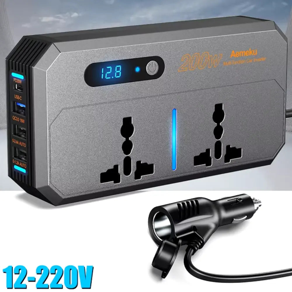 Inversor de Energia Automotivo 200W com USB-C