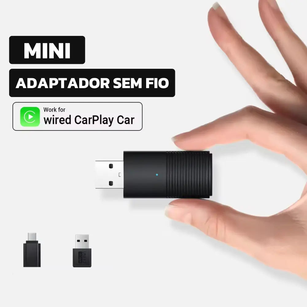Mini Adaptador Sem Fio CarPlay e Android Auto para Multimídia