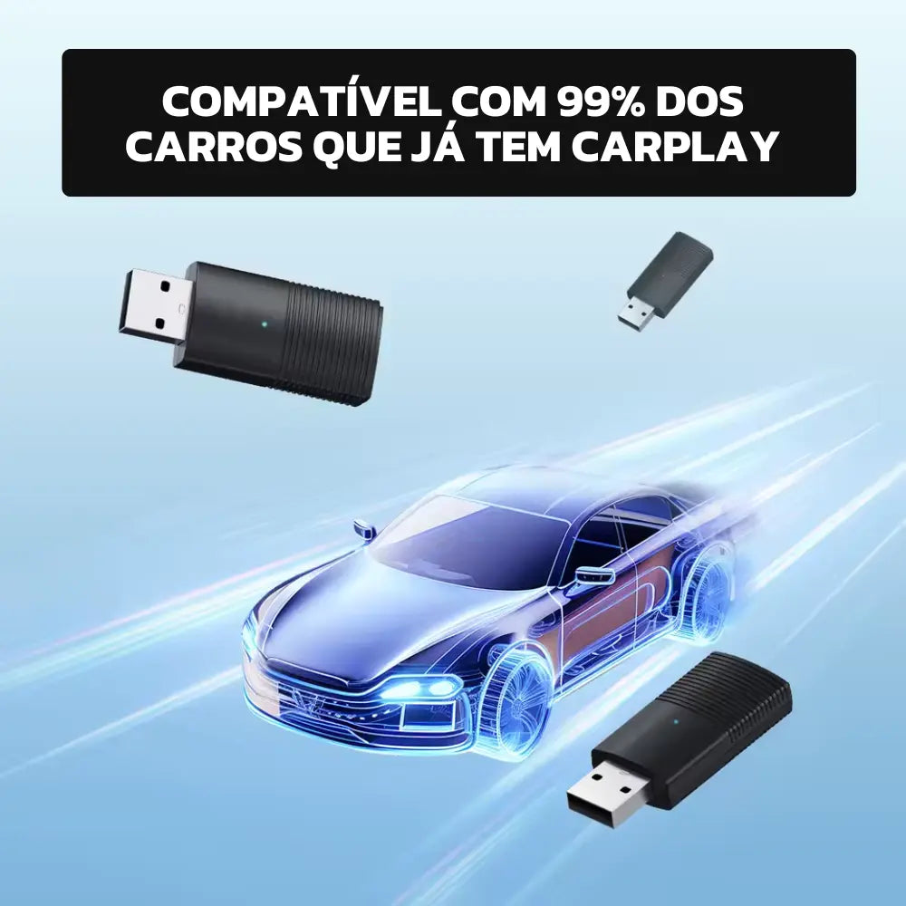 Mini Adaptador Sem Fio CarPlay e Android Auto para Multimídia