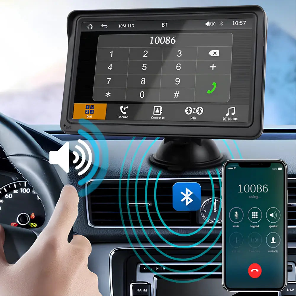 Tela Multimídia Touch de 7 Polegadas com CarPlay e Android Auto + Câmera de Ré